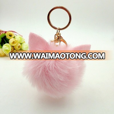 Highly popular keychain fake rabbit fur ball faux fur pom pom